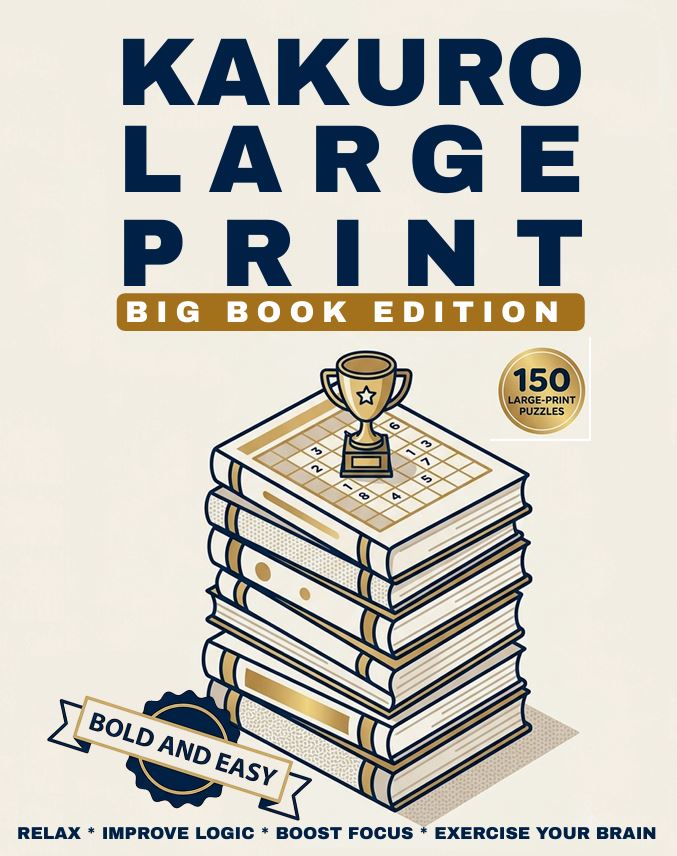 Kakuro Large Print for Seniors: Big Book Edition: 150 Bold and Easy Kakuro Puzzles | The Ultimate Large-Print Collection for Dedicated Puzzle Lovers cover