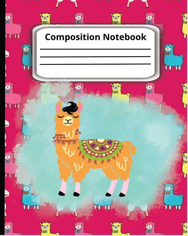 Llama Composition Notebook: Wide Ruled Paper, 7.5" x 9.25", Llama Composition Covers, 110 Sheets cover