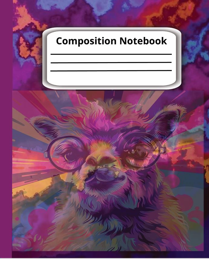 Llama Composition Notebook: Narrow Ruled Paper, 7.5" x 9.25", Pink Covers, 110 pages cover