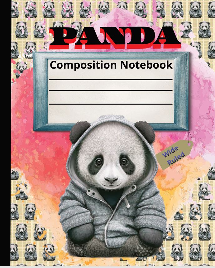 Panda Composition Notebook: Wide-ruled paper, 112 pages, Size, 9-3/4" x 7-1/2" cover