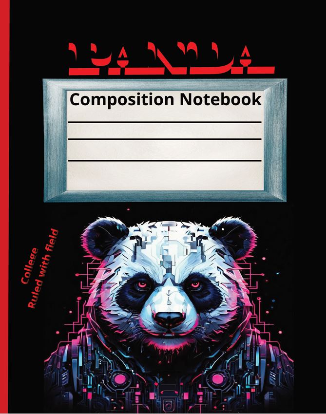 Panda Composition Notebook: College-ruled with Field paper, 112 pages, Size, 9-3/4" x 7-1/2" cover